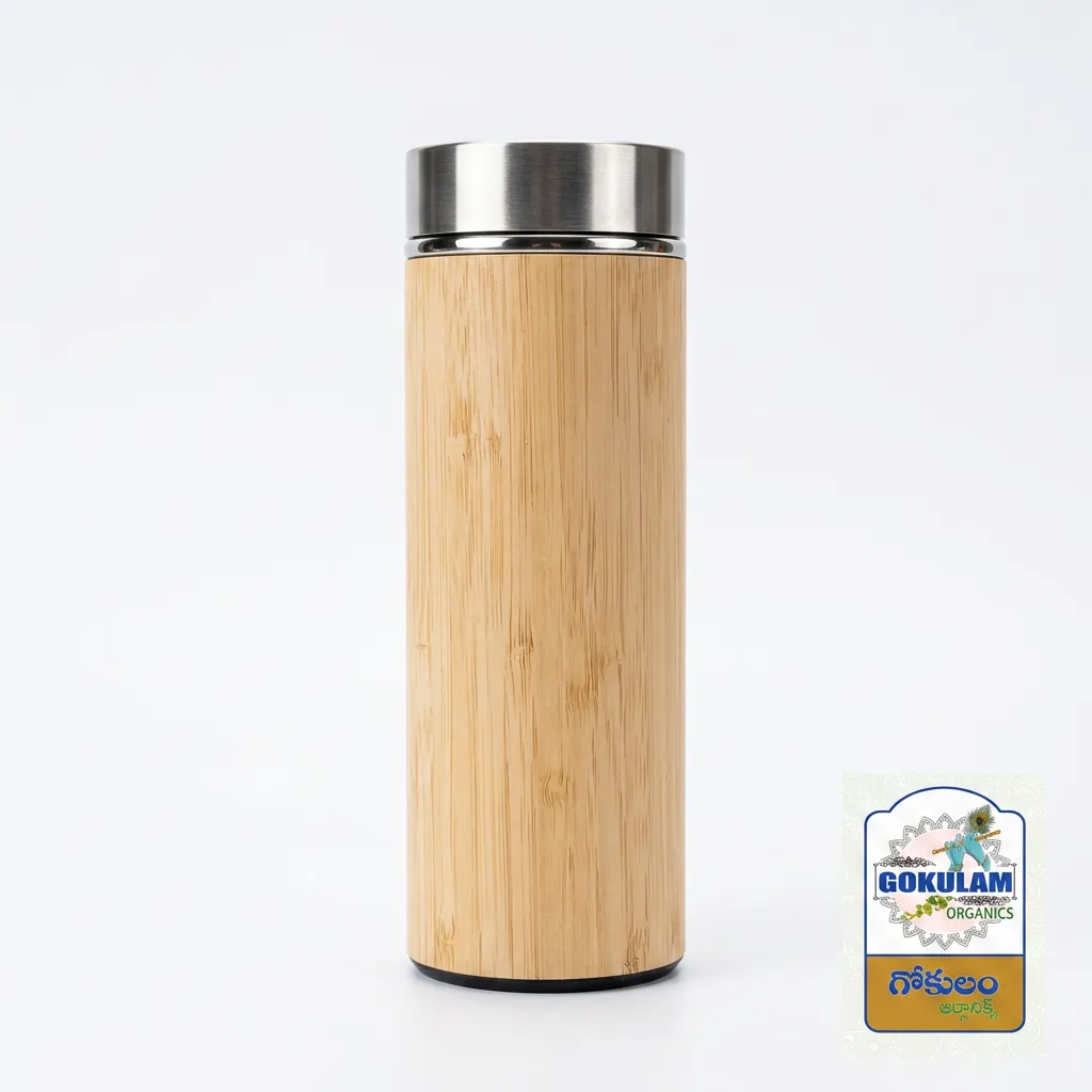 Bamboo Stainless Steel Hot and Cold Bottle 500 ml