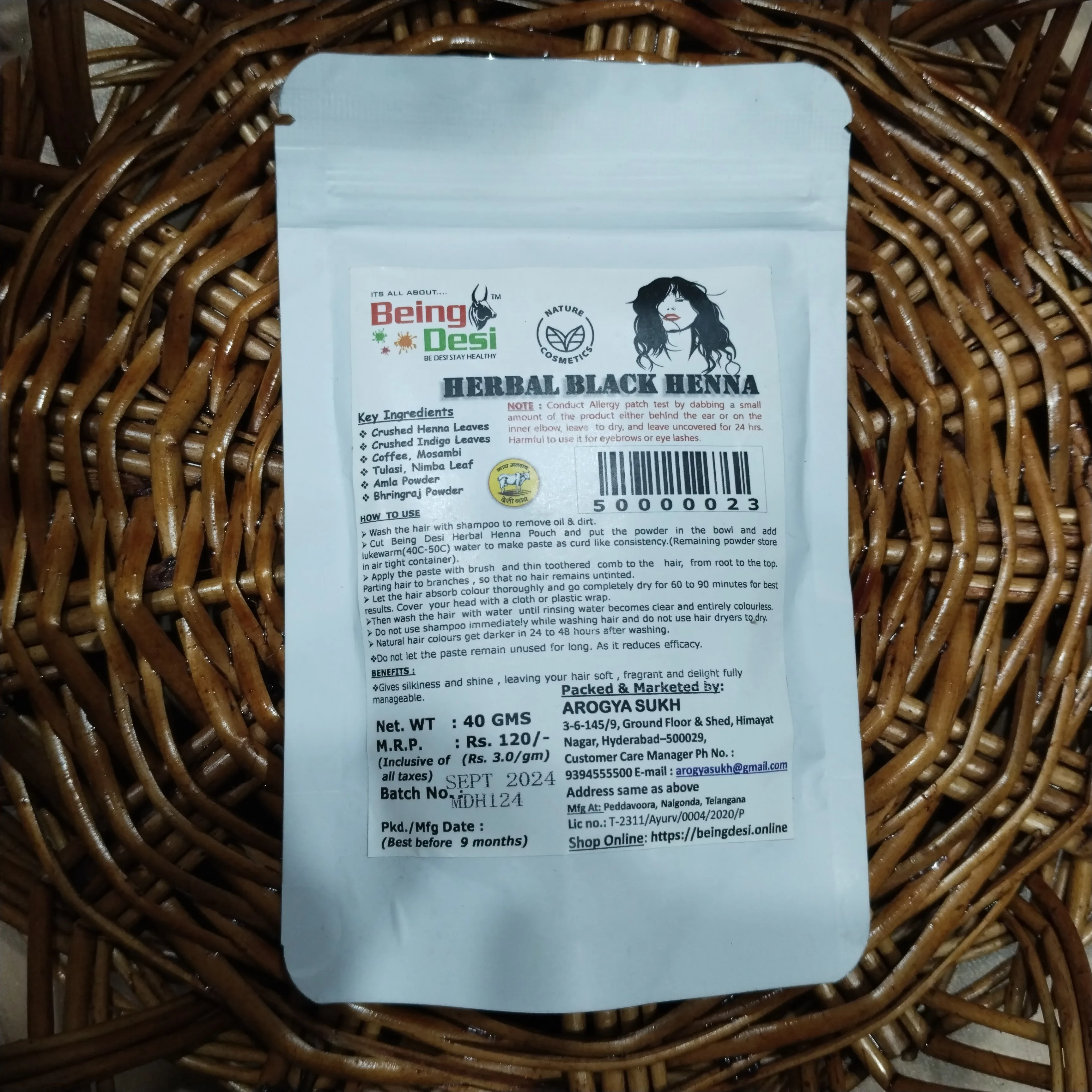 Herbal black henna nature cosmetics 40 grams