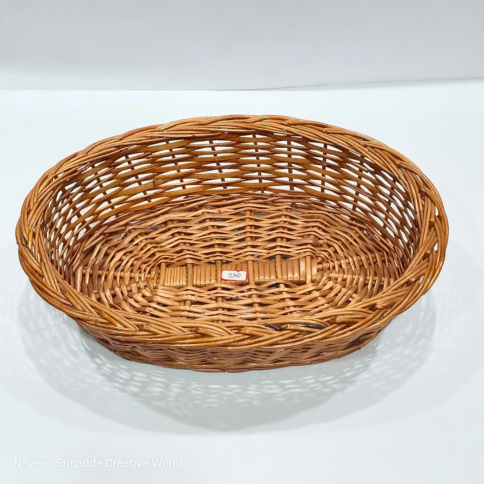 Handmade Bamboo Oval Basket – Multipurpose Eco-Friendly Fruit, Bread & Snack Storage Organizer for Home & Kitchen (Brown, Pack of 1)